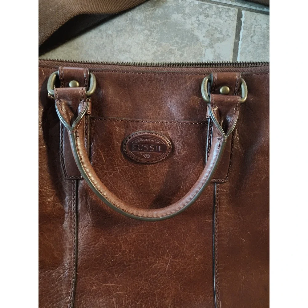 Fossil Brown Leather Messenger Bag Vintage Briefcase Laptop Crossbody MBG9044